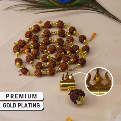 Shiv Trishul Pendant with Rudraksha Chain